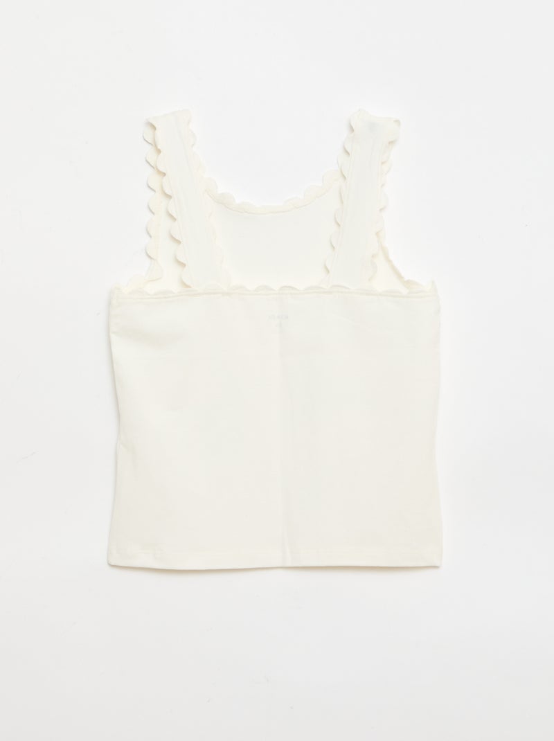 Camiseta de tirantes lisa con bordes ondulados Blanco - Kiabi