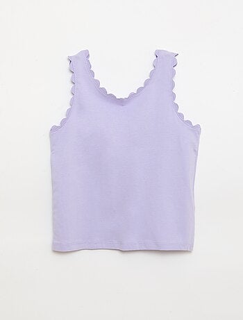 Camiseta de tirantes lisa con bordes ondulados