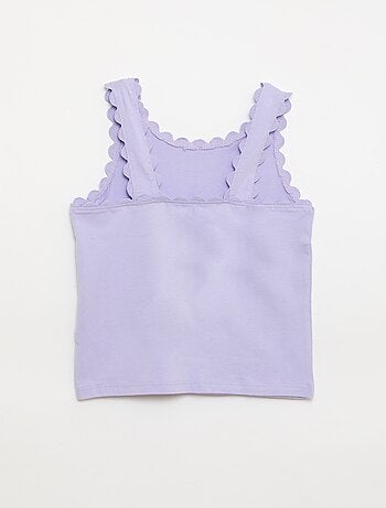 Camiseta de tirantes lisa con bordes ondulados