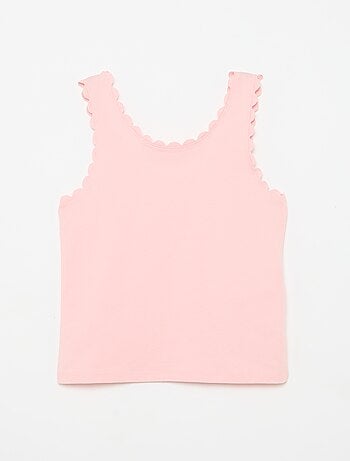 Camiseta de tirantes lisa con bordes ondulados