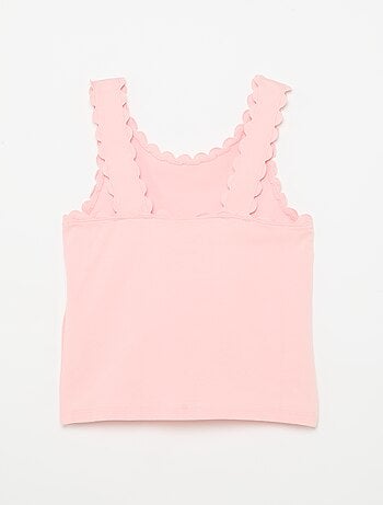 Camiseta de tirantes lisa con bordes ondulados