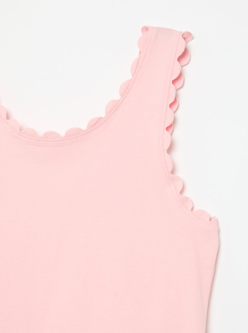 Camiseta de tirantes lisa con bordes ondulados Rosa - Kiabi