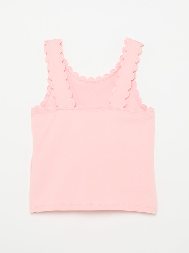 Camiseta de tirantes lisa con bordes ondulados Rosa - Kiabi