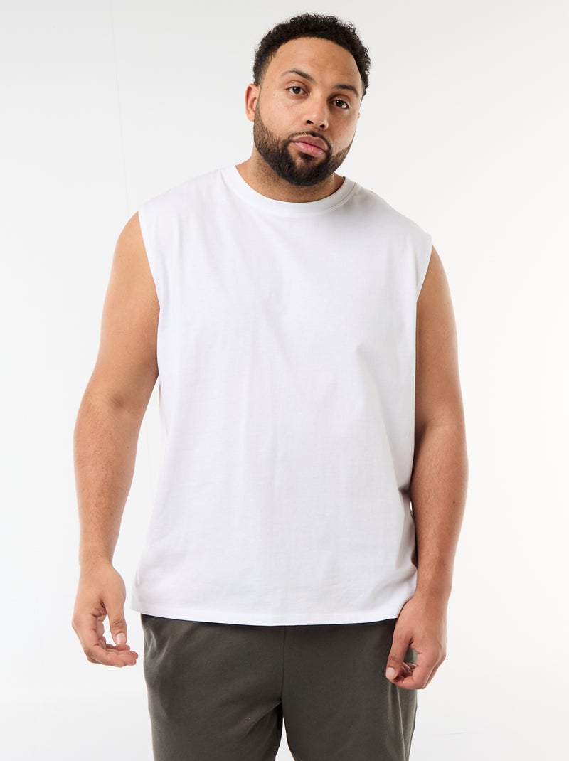 Camiseta de tirantes lisa de algodón Blanco - Kiabi