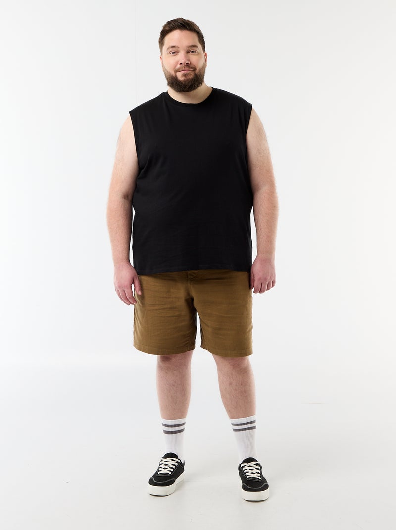 Camiseta de tirantes lisa de algodón Negro - Kiabi