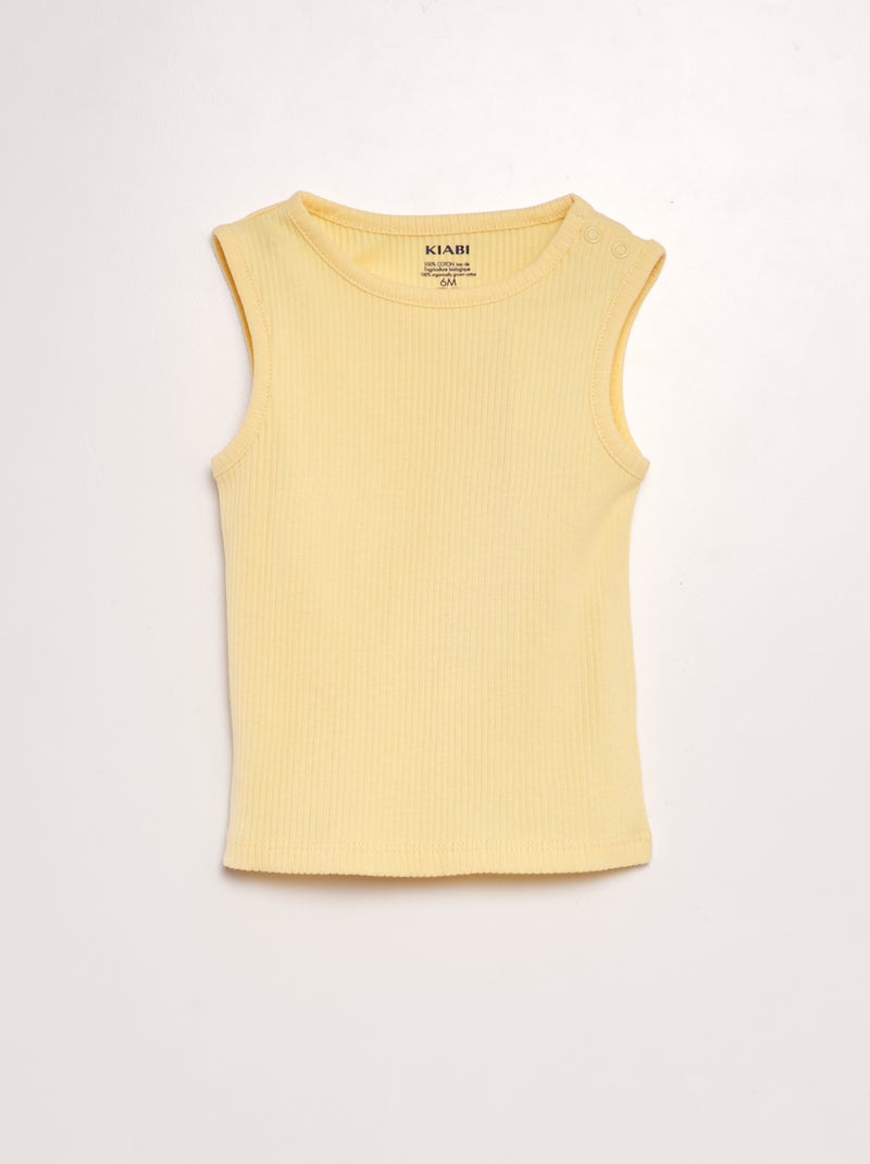 Camiseta de tirantes lisa de canalé AMARILLO - Kiabi