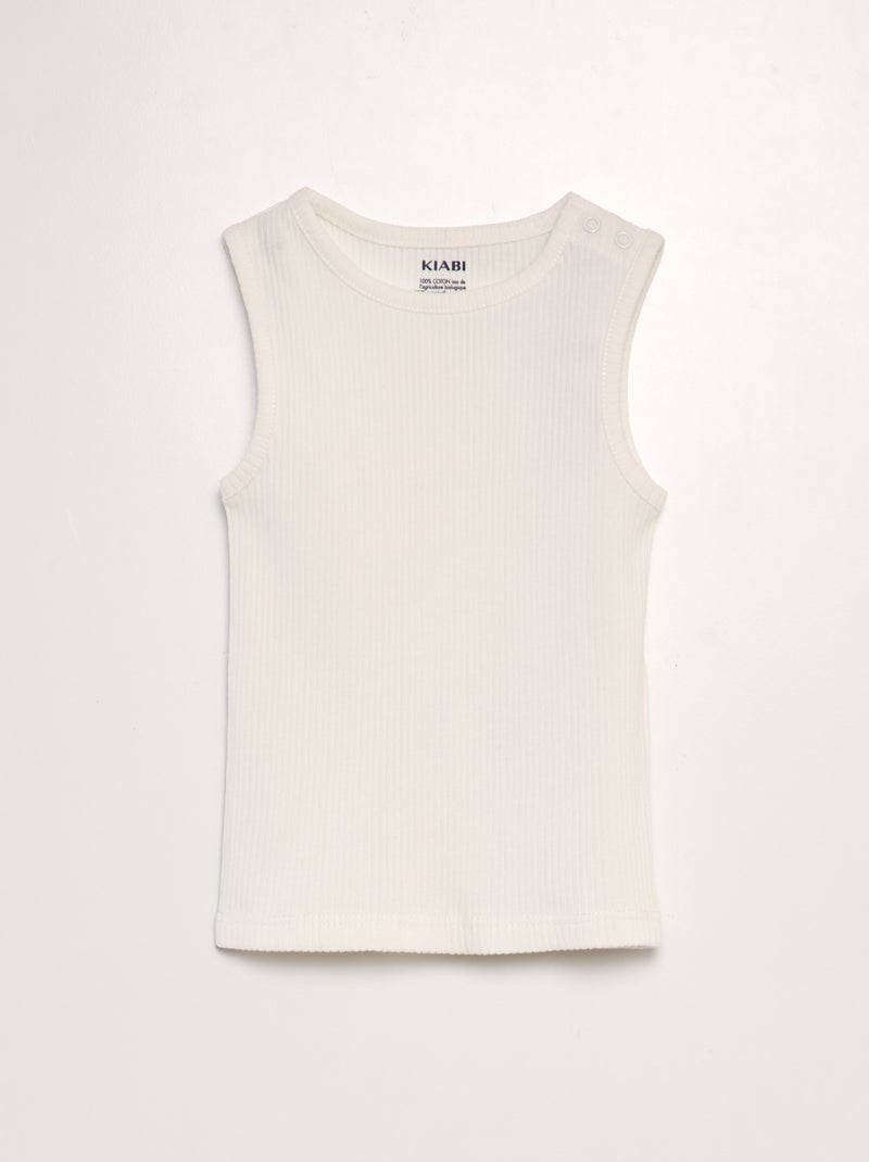 Camiseta de tirantes lisa de canalé BLANCO - Kiabi