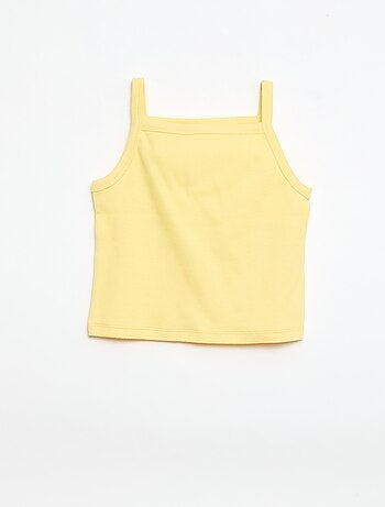 Camiseta de tirantes lisa de canalé con tirantes finos