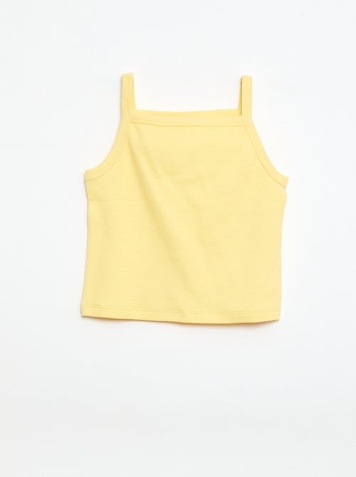 Camiseta de tirantes lisa de canalé con tirantes finos - Kiabi Camiseta de tirantes lisa de canalé con tirantes finos - Kiabi