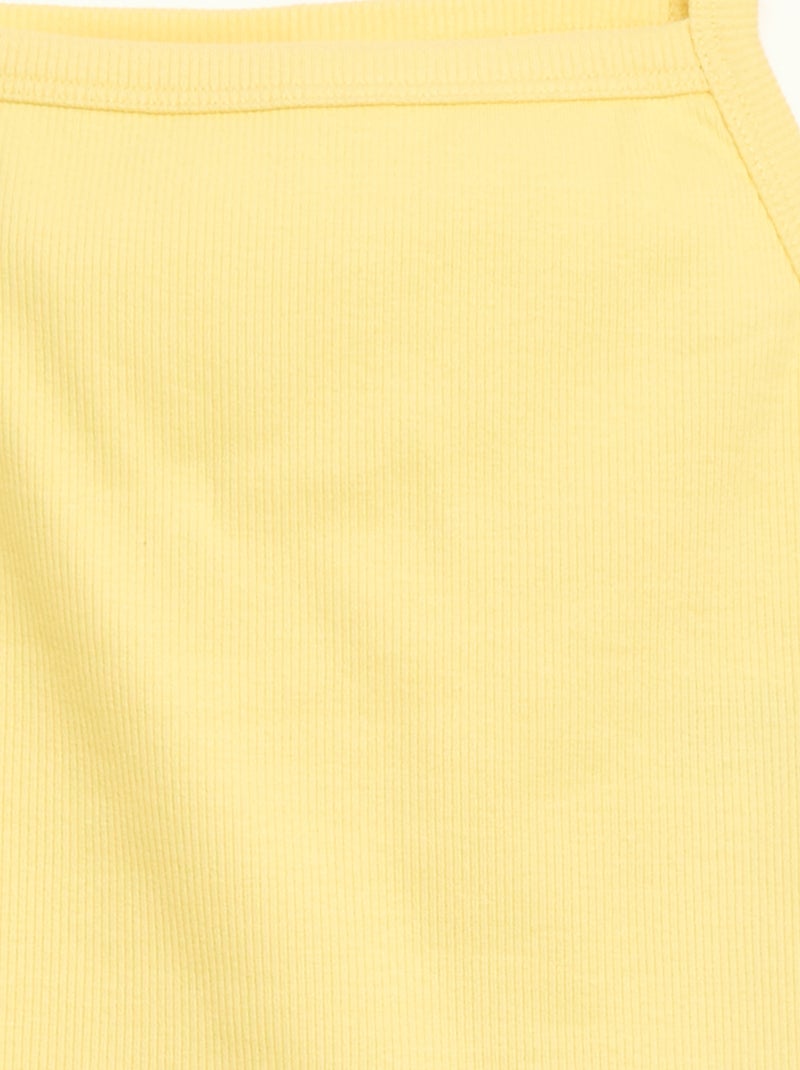 Camiseta de tirantes lisa de canalé con tirantes finos Amarillo - Kiabi