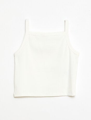 Camiseta de tirantes lisa de canalé con tirantes finos