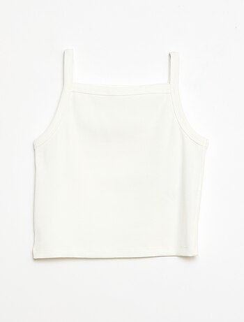 Camiseta de tirantes lisa de canalé con tirantes finos