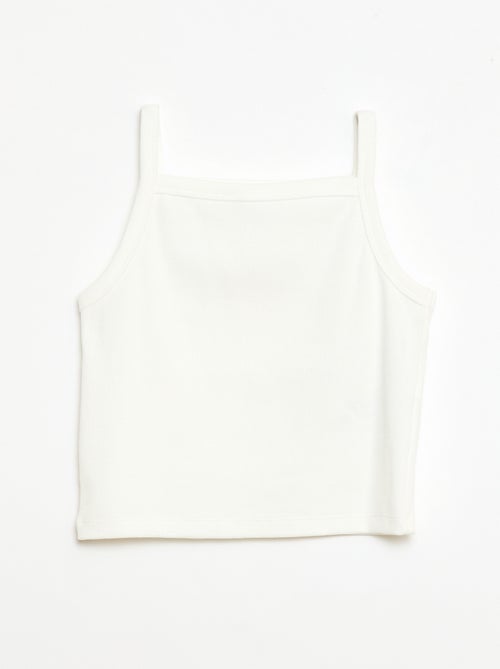 Camiseta de tirantes lisa de canalé con tirantes finos - Kiabi Camiseta de tirantes lisa de canalé con tirantes finos - Kiabi