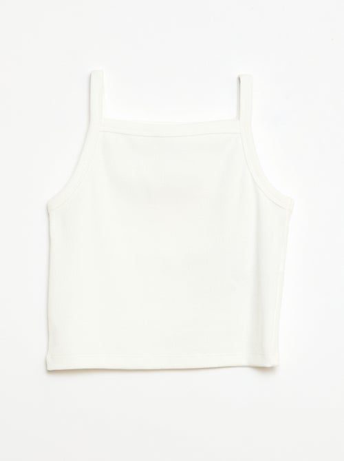 Camiseta de tirantes lisa de canalé con tirantes finos - Kiabi Camiseta de tirantes lisa de canalé con tirantes finos - Kiabi