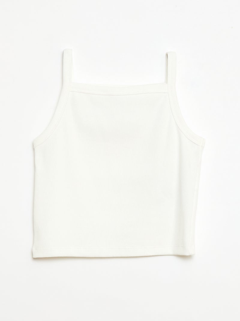 Camiseta de tirantes lisa de canalé con tirantes finos Blanco - Kiabi