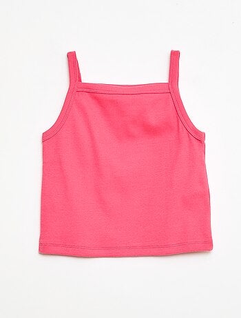 Camiseta de tirantes lisa de canalé con tirantes finos