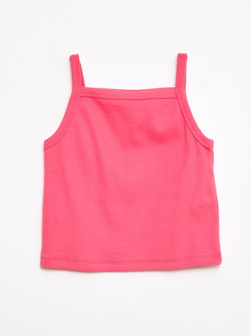 Camiseta de tirantes lisa de canalé con tirantes finos - Kiabi