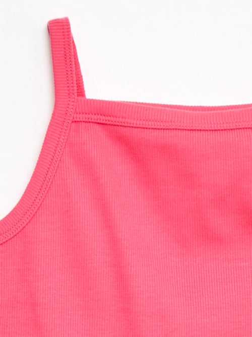 Camiseta de tirantes lisa de canalé con tirantes finos - Kiabi