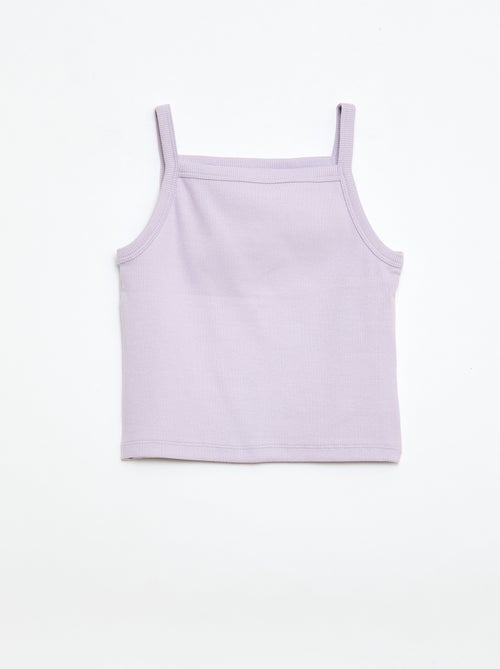 Camiseta de tirantes lisa de canalé con tirantes finos - Kiabi Camiseta de tirantes lisa de canalé con tirantes finos - Kiabi