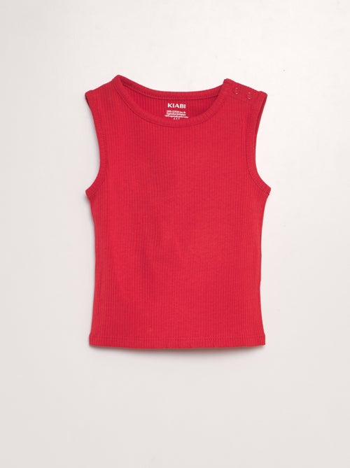 Camiseta de tirantes lisa de canalé - Kiabi