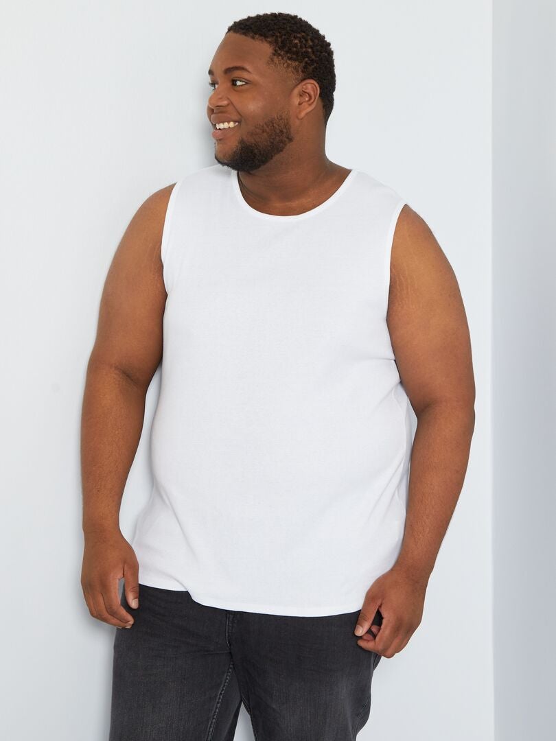 Camiseta de tirantes lisa de punto de canalé  - Blanco - Kiabi