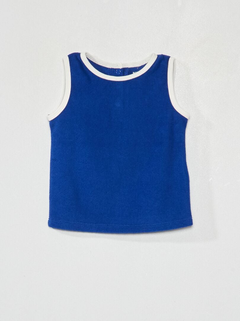 Camiseta de tirantes lisa de rizo azul - Kiabi