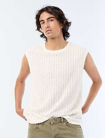 Camiseta de tirantes lisa de tejido calado