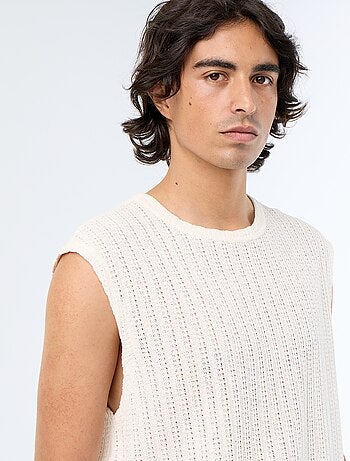Camiseta de tirantes lisa de tejido calado