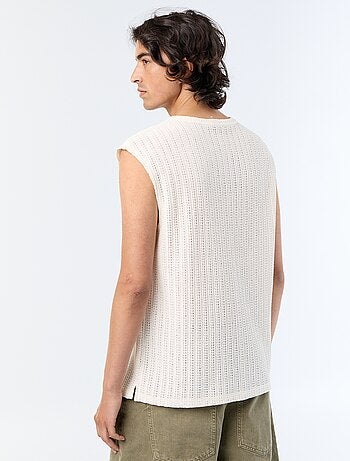 Camiseta de tirantes lisa de tejido calado