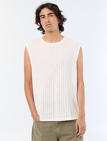 Camiseta de tirantes lisa de tejido calado