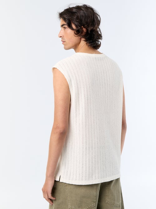 Camiseta de tirantes lisa de tejido calado - Kiabi