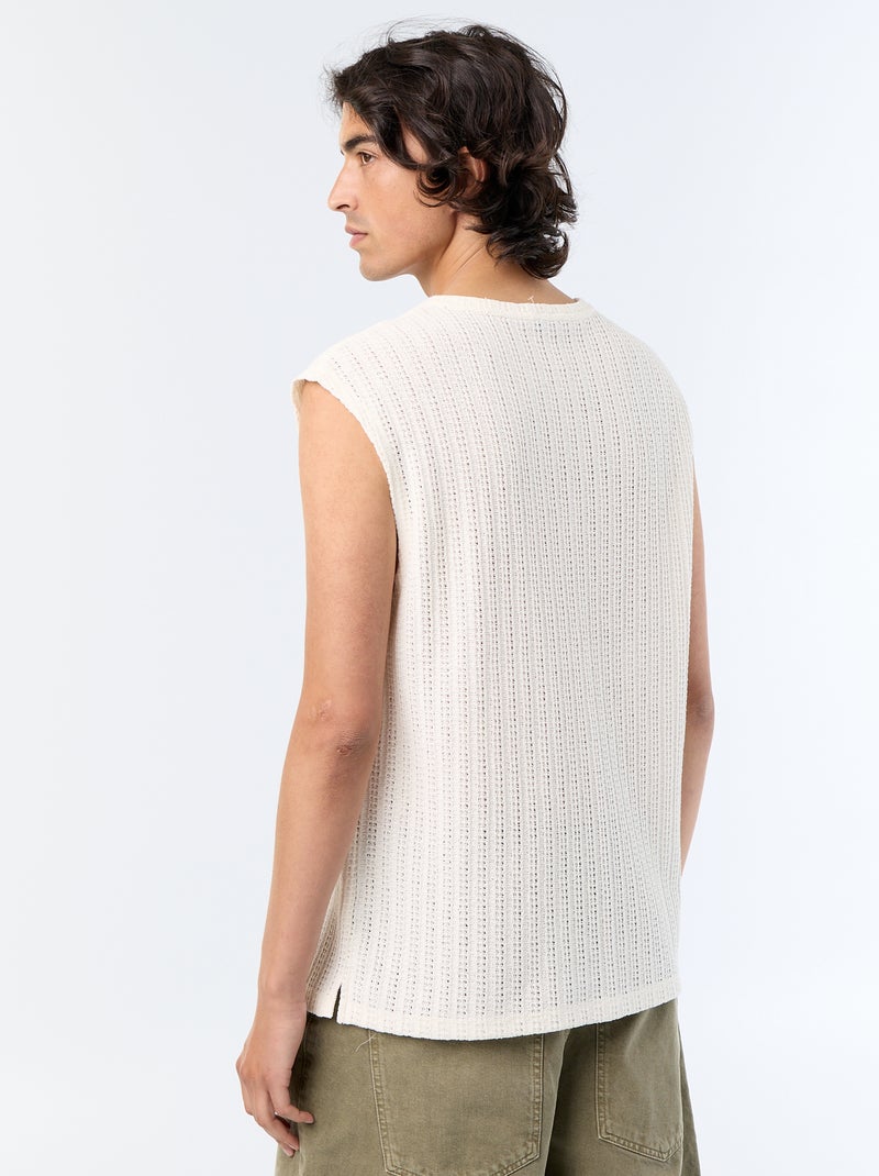 Camiseta de tirantes lisa de tejido calado Blanco - Kiabi