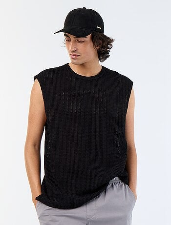Camiseta de tirantes lisa de tejido calado