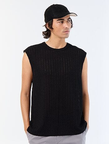 Camiseta de tirantes lisa de tejido calado