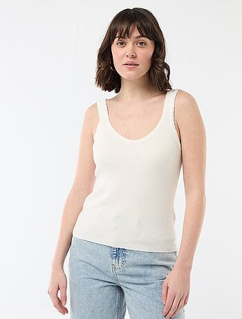 Camiseta de tirantes lisa en tejido de canalé