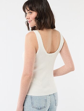 Camiseta de tirantes lisa en tejido de canalé