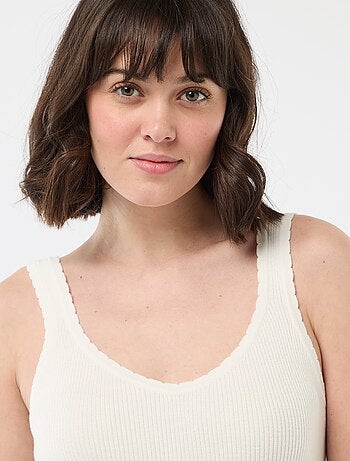 Camiseta de tirantes lisa en tejido de canalé