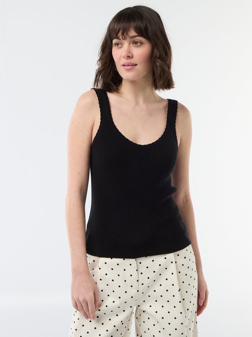 Camiseta de tirantes lisa en tejido de canalé - Kiabi