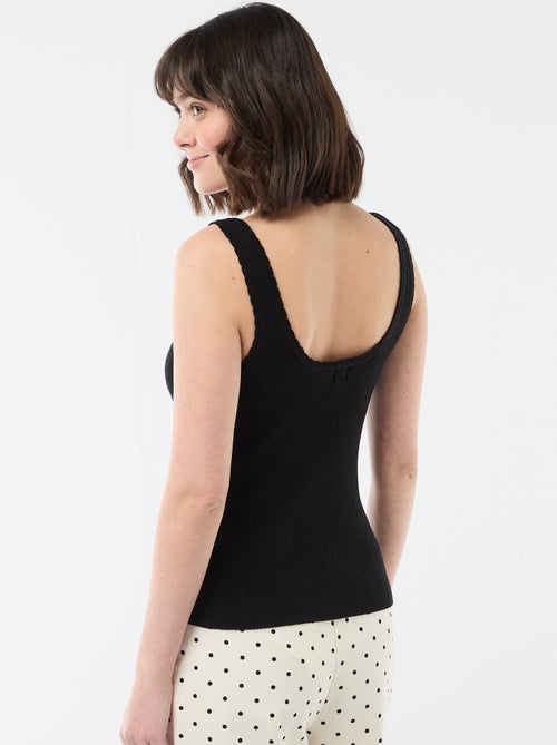 Camiseta de tirantes lisa en tejido de canalé - Kiabi