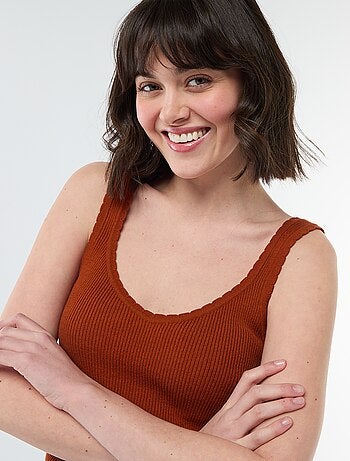 Camiseta de tirantes lisa en tejido de canalé