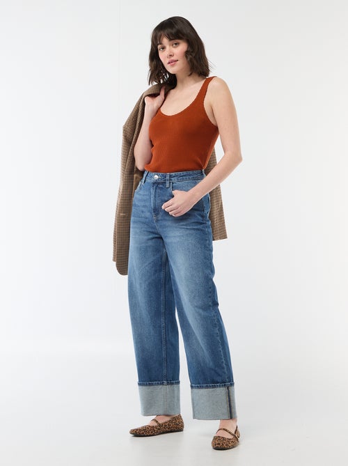 Camiseta de tirantes lisa en tejido de canalé - Kiabi