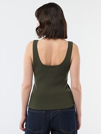 Camiseta de tirantes lisa en tejido de canalé