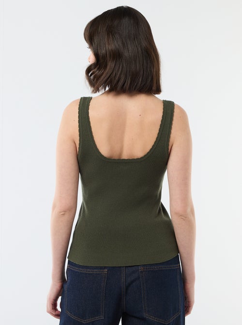 Camiseta de tirantes lisa en tejido de canalé - Kiabi