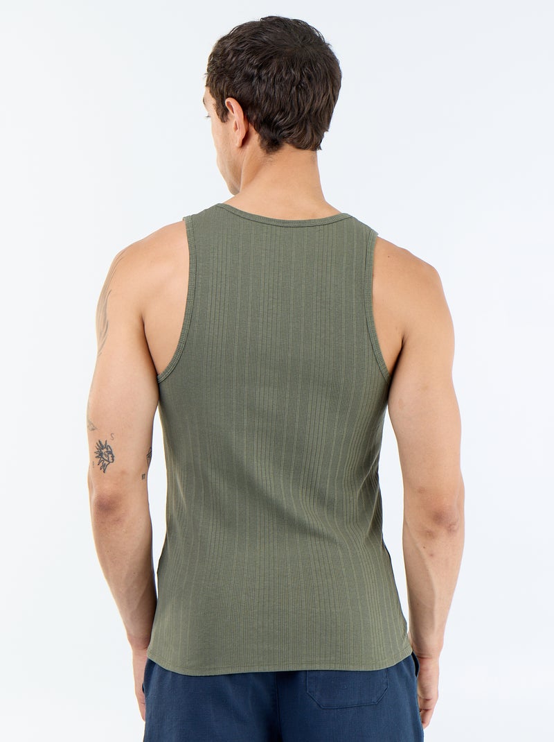 Camiseta de tirantes lisa y acanalada Verde - Kiabi