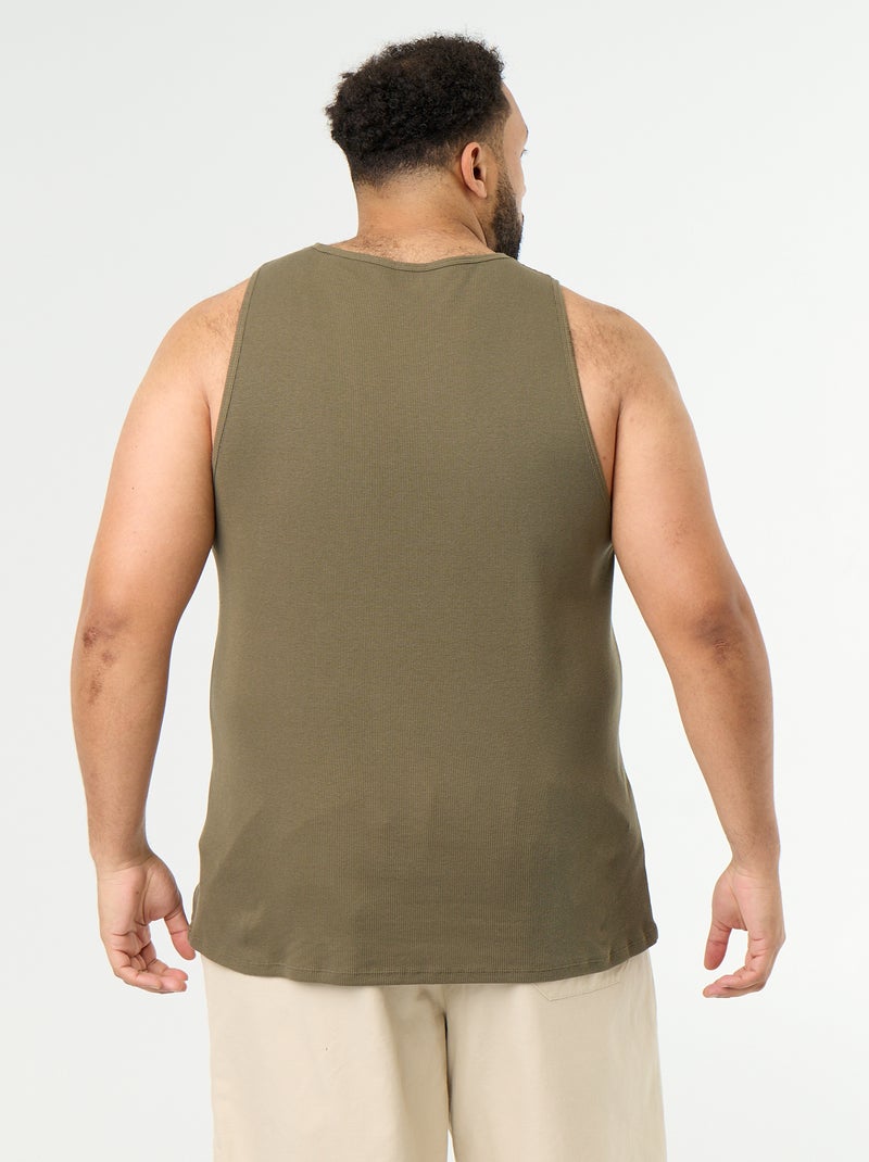Camiseta de tirantes regular de punto canalé Kaki - Kiabi