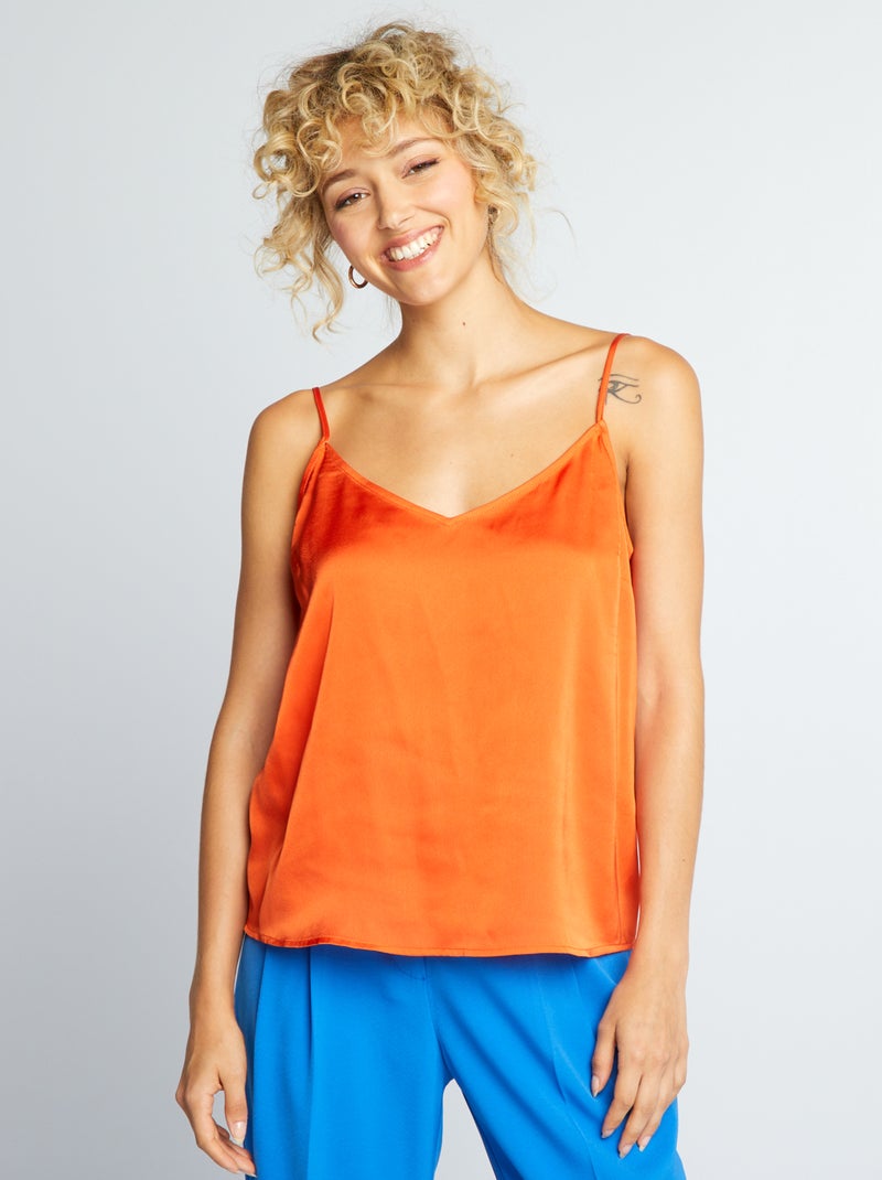 Camiseta de tirantes satinada NARANJA - Kiabi