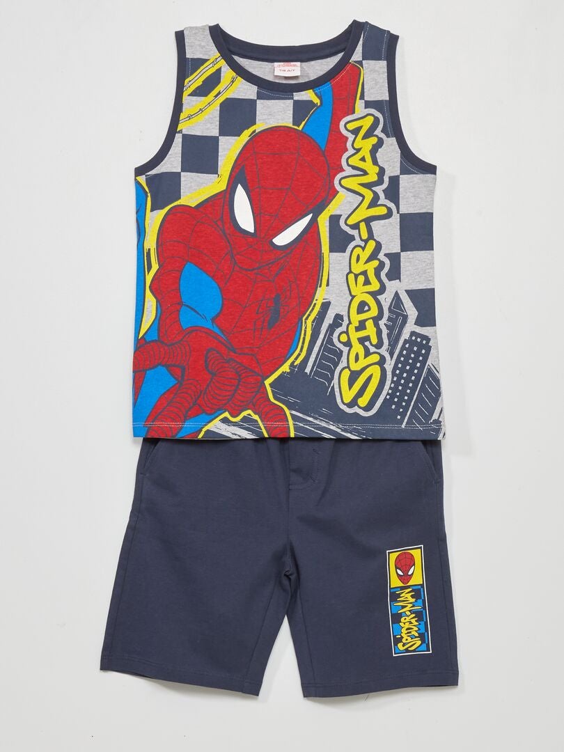 Camiseta de tirantes + short 'Spiderman' - 2 piezas gris - Kiabi