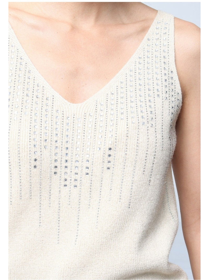 Camiseta de tirantes Strass Kebello Beige - Kiabi