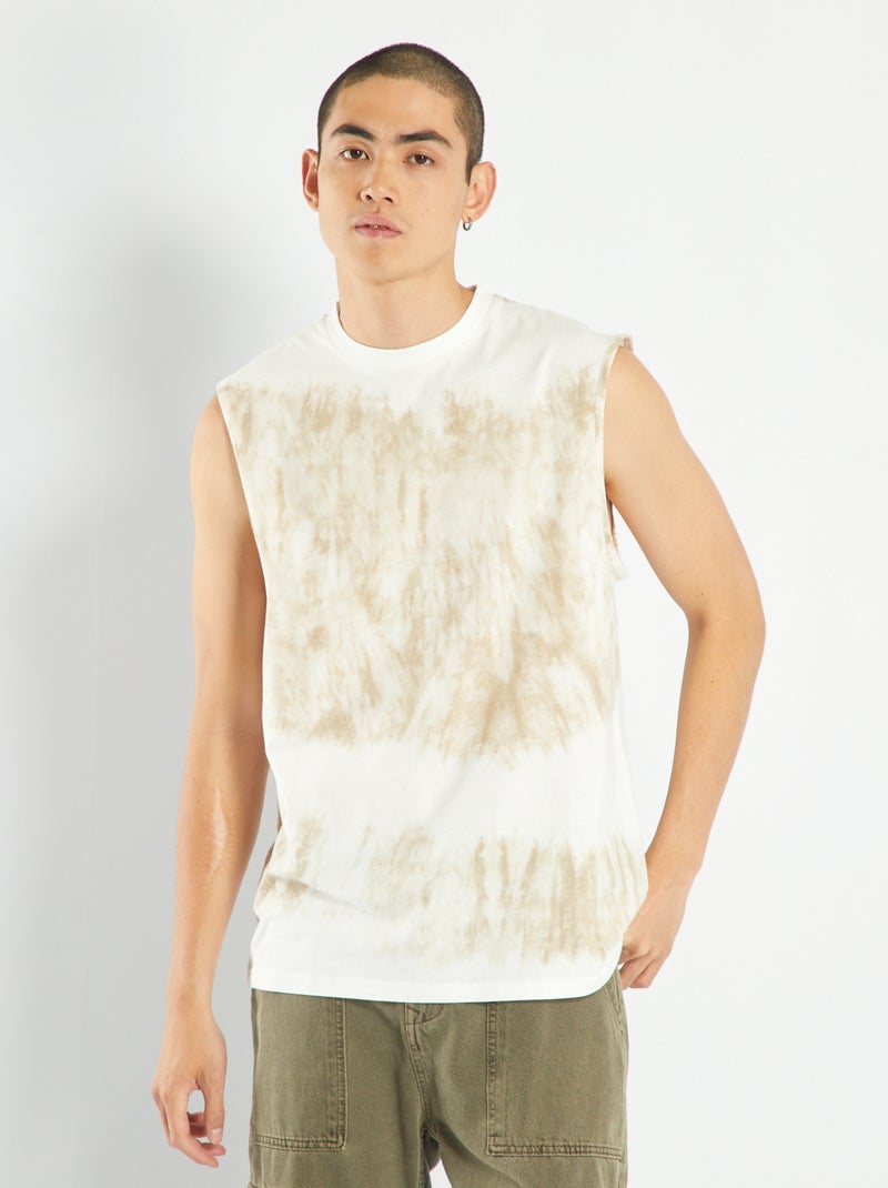 Camiseta de tirantes tie-dye de punto BEIGE - Kiabi