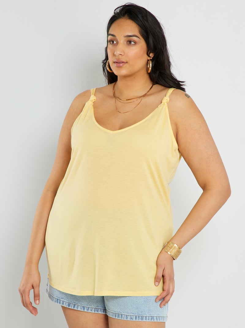 Camiseta de tirantes vaporosa lisa amarillo oro - Kiabi